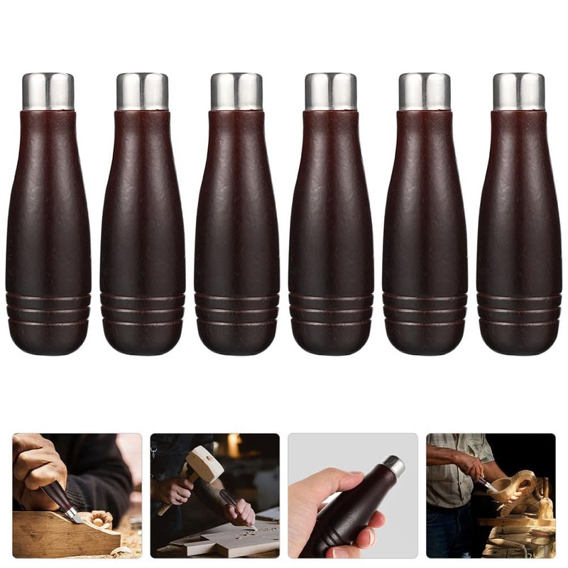 DOITOOL Wooden File Handles 6pcs Wood Handle with Metal Collars,