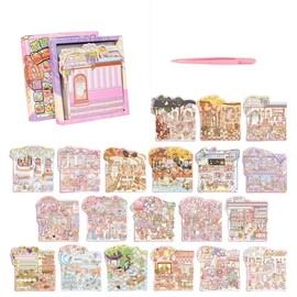 20 Sets DIY 3D Sticker Scene DIY 3D House Stickers Set for Kids Adults Cute Cartoon Make Your Own Shop House Therapy for Adult Relief Stress Pass The Time