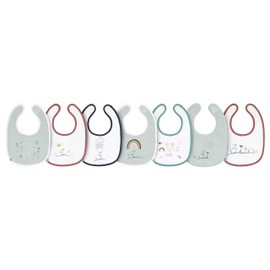 LÄSSIG Baby Toddler Bibs Set of 7 with Velcro Fastening/Garden Explorer Unisex, multicoloured