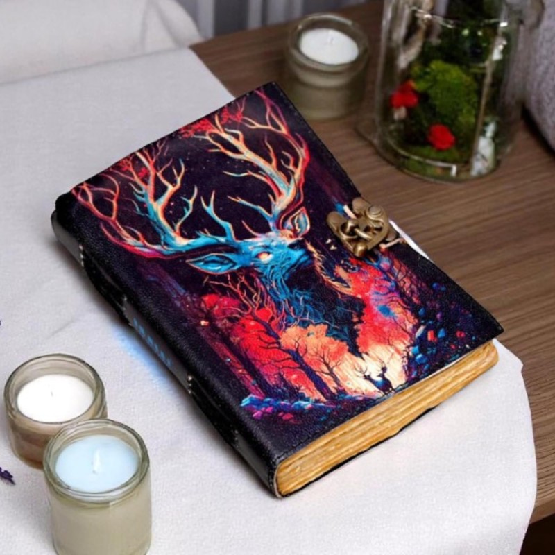 Blank Sepellbook of Shadows Journal with Vintage Clasp Lock -Printed