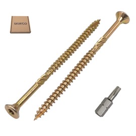 SKIR'CO (Pack of 20) Universal Zinc Plated Steel 5.0 x 100mm Yellow Wood Screws Countersunk Torx Head Type 17 Chipboard Screws (20, 5.0 x 100 mm)