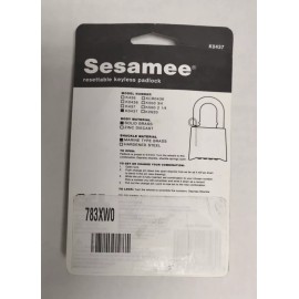 New. SESAMEE RESETTABLE KEYLESS PADLOCK K0437, WITH MARINE TYPE BRASS