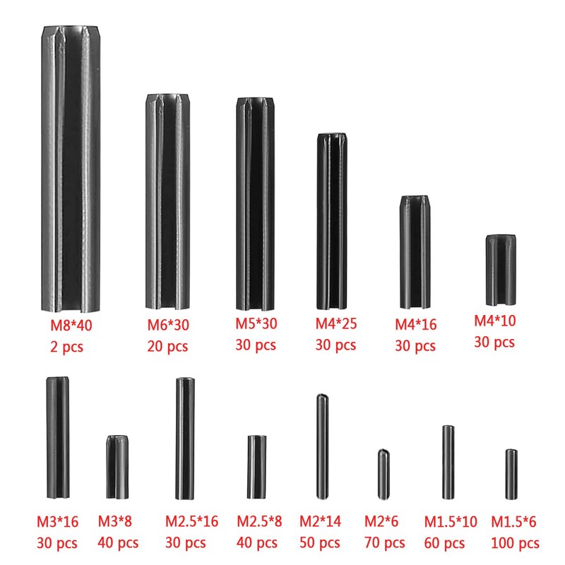 602 Pcs Roll Pins Assortment Set,Steel Slotted Spring Roll Pins