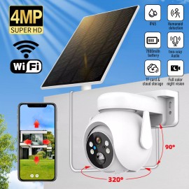 KEPEAK Solar Battery Powered Wireless WiFi Outdoor Pan/Tilt Home Security Camera System