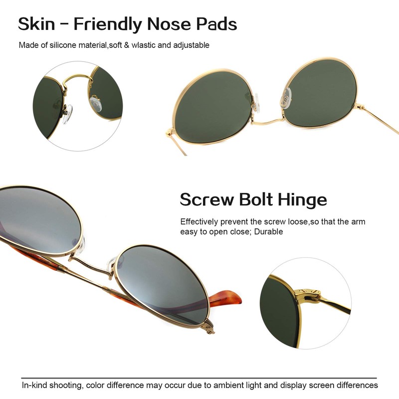 Classic Round Lens Metal Retro Sunglasses RFT7001 (Gold Frame Silver