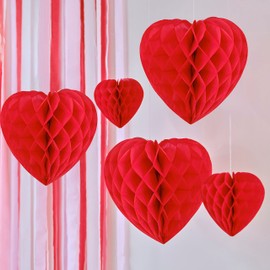 Ginger Ray Red and Pink Heart Honeycomb Paper Party Eco Hanging Decoration for Valentine's Day or Wedding