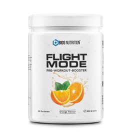 Flightmode Pre-Workout Booster 500 g (Orange) Vegan - 33 Servings - No Tingling & No Creatine - Bios Nutrition (Made in Germany)
