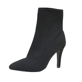 CUSHIONAIRE Women's Gipsee stretch knit Heel +Memory Foam Insoles, Black, 8