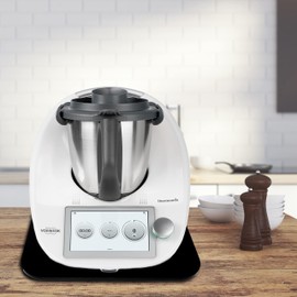 Sliding board made of acrylic, glossy black, 33 x 28 cm for Thermomix TM5, TM6, TM31 and many other kitchen appliances, with high-quality Teflon gliders for effortless movement, made in Germany