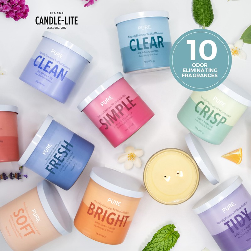 Candle-lite Pure Clear: 16oz Candle—2 Wicks of Leafy Greens &