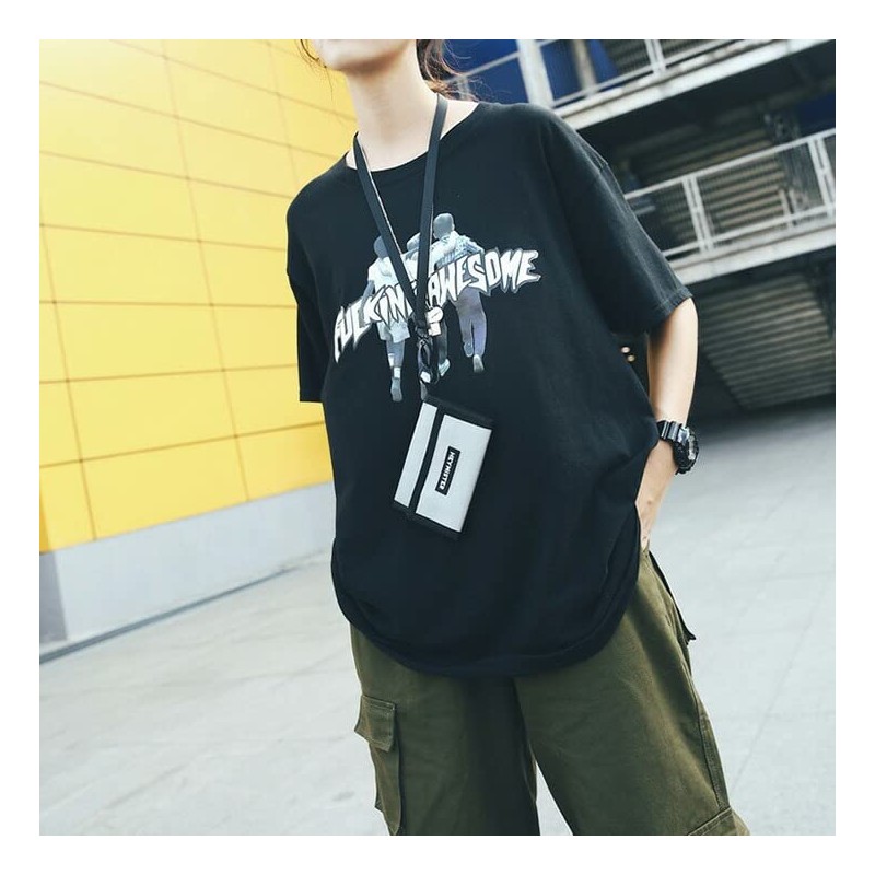 JOKnet Men's Mini Wallet with Strap Plate Logo Nylon Mini