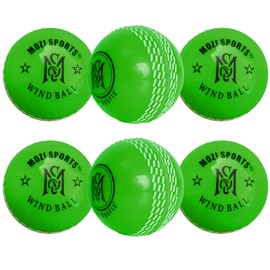 Mozi Sports Wind Cricket Balls - Indoor & Outdoor Soft Training Cricket Balls for Skills Coaching Practice (6x Green WB)