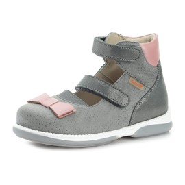 Memo Anna Supportive AFO Brace-Like Orthopedic Mary Jane Shoe, Grey/Pink, 30 (13 M US Little Kid)