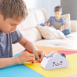 STOBOK Desktop Tape Dispenser, Creative Cloud Tape Dispenser Roll Holder Cutter Washi Tape Dispenser with Rainbow Tape for Kids School Office Stationery Supplies