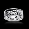 Materia Women's Band Ring Elephant Herd with Baby 925 Sterling