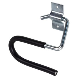 Gedotec Ski holder curved device holder garage wall holder for wall mounting, load capacity 10 kg, galvanised steel, universal wall hook, black, rubberised, 1 piece, ski holder for screwing