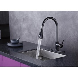 Brudermaim Dahsnü Pulldown Kitchen Faucet with Single Handle, Lead-Free Brass, Ceramic Cartridge, cUPC Certified, Contemporary Design (Black ORB)