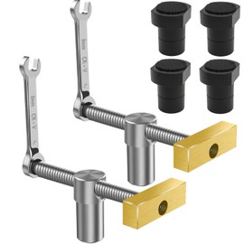Set of 2 Table Workbench Clamp with 4 Bench Dogs for Bench Hooks, 20 mm Hole, Woodworking Desk Clip, Quick Fixed Clamp, Brass Mounting Vice, Desk Clip (Black)
