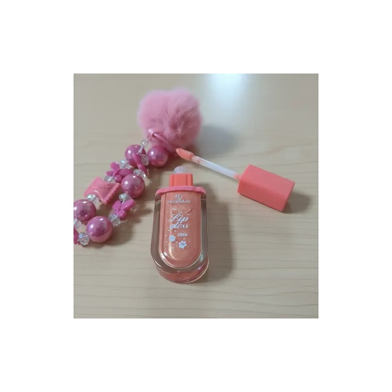 Gloss Labial Paleta Con Llavero Pompón Rosa Kawaii