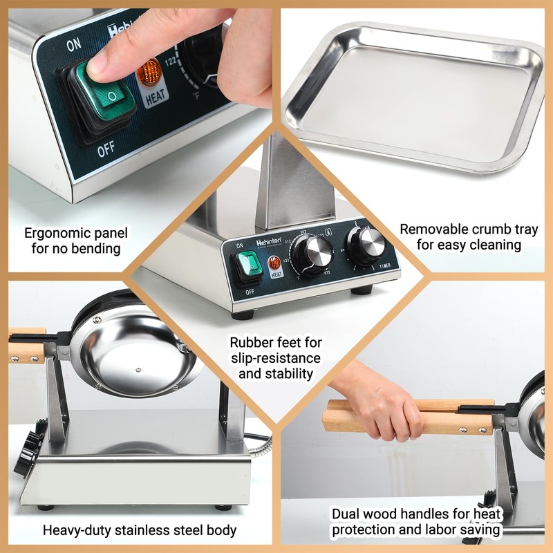 Hehinton® 110V Pro Commercial Bubble Waffle Maker 1400W | Stabilized