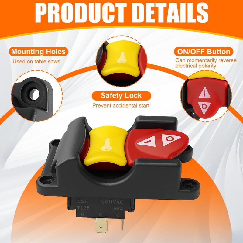 Table Saw Switch Replacement Compatible with Ryobi and Craftsman, Paddle
