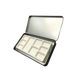 Swpato Travel Watercolor Palette, Portable Ceramic Paint Palette with 9 Wells, Empty Wet Palette, Metal Paint Box with Porcelain Palette（Iron box style）