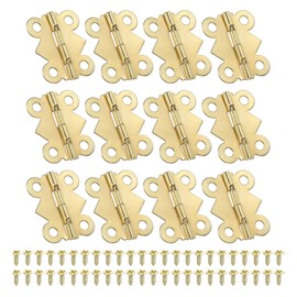 PATIKIL Small Jewelry Box Hinges 7/8 Inch, 12 Pack 90-Degree Mini Butterfly Hinges Jewelry Box Hardware with 48 Screws for Cabinet Wooden Box Drawer Craft, Gold