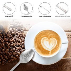 2 Stück Kaffeelöffel mit Gravur,Schön Dass es Dich Gibt Geschenke,Kleines Geschenk für Freundin,Personalisierte Geschenke für Frauen Männer Beste Freundin,Geburtstag Hochzeitstag Geschenk 19cm