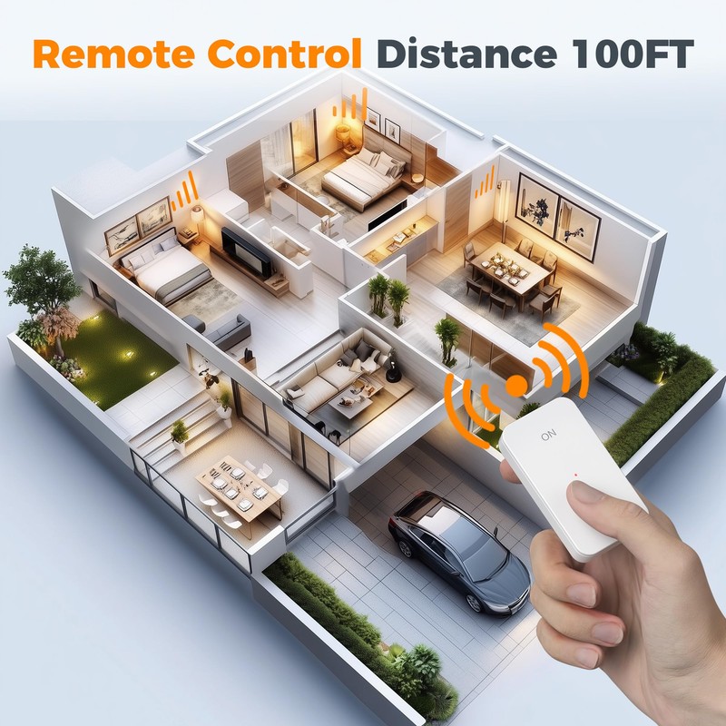 TESSAN Remote Control Outlet Wireless Wall Mounted Light Switch, Range