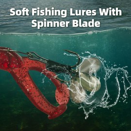 Pelican Mate Topwater Frog Fishing Lures Soft Plastic Fish Bait Bionic with Spinner Crankbaits for Trout Pike Catfish Perch Bass,8cm/3.15" Swimbaits for Freshwater Saltwater