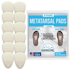 HAPAD Metatarsal Foot Pads for Women & Men, Large (Pack of 6) - Supportive, Breathable, Comfortable, Lightweight Ball of Foot Pad for Shoes & Heels - Cushions for Metatarsalgia, Mortons, Neuroma