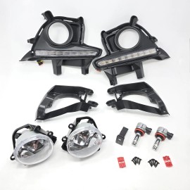 LEDIN Clear LED Fog Light For 2014-2016 Toyota Highlander Dual Color DRL Bezel Switch