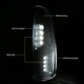 Auto Dynasty Compatible with Ford Super Duty/Excursion Black Housing Towing Side Mirror Turn Signal Light (White LED)