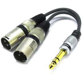 VITALCO 2x XLR Male to 6.3 mm Stereo Jack Adapter Microphone 3-Pin to 6.3 TRS Jack Plug Audio Cable