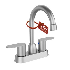 Bathroom Faucet Brushed Nickel 2-Handle Bathroom Sink Faucet 360 Degree High Arc Swivel Spout Centerset 4 Inch Vanity Faucet RV Bathroom Faucet 3 Holes Lavatory Faucet