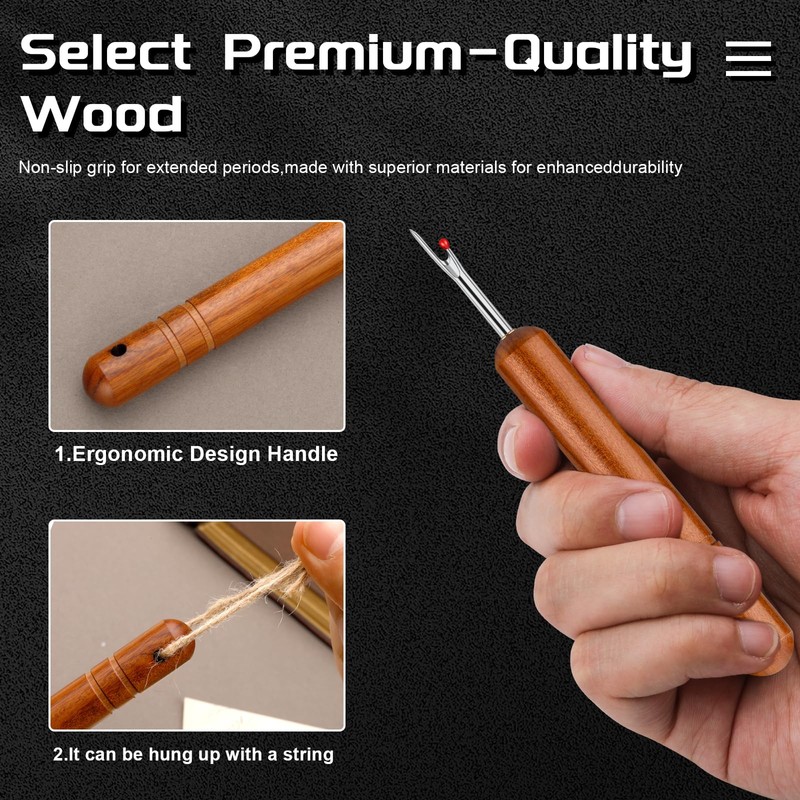 Easusy Seam Rippers, Big Stitch Unpicker Tool, Hangable Wooden Handle