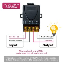 auvrtioa 40A Interruptor de Control Remoto inalámbrico de Alta Potencia 433Mhz de Control Remoto RF AC 220V/240V/110V para la luz, Bomba de Agua, electrodomésticos, riego agrícola (2T + 1R - 300M)