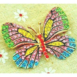 Unbranded High Style Colorful BUTTERFLY Rhinestone Pink Blue Yellow Summer SPARKLE Brooch