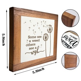 Inspirational Wood Sign, Box Wood Plaques Desk Décor, Dandelion Sign, Wooden Plaque Gift Tabletop, Elegant Home Decor, Farmhouse Decor Set, Housewarming Gift, Some See a Weed Others See a Wish B1