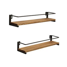 OROPY Spice Rack Wall Mounted, Rustic Wood Hanging Spice Rack over the Stove, Kitchen Wall Spice Rack, 2 Pack