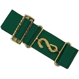 DEURA Masonic Apron Extender Extension for Masonic Aprons GREEN BELT with GOLD SNAKE Clasp Hardware