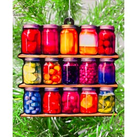 Generic Vintage Rustic Canning Ornament - Food Storage Themed Christmas Ornament, 2" Tall