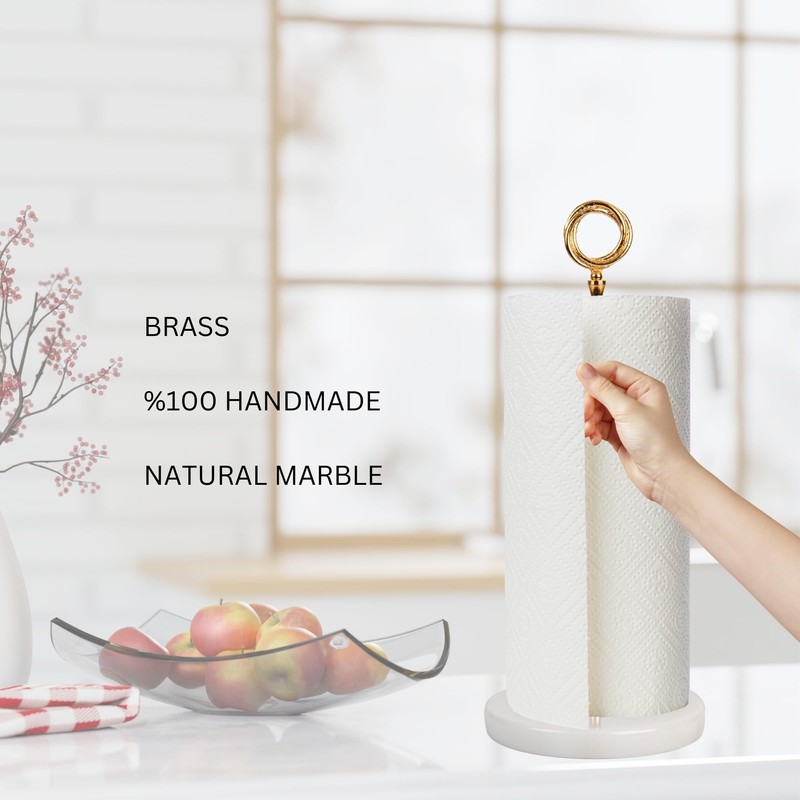 Y Luxe Marble Countertop Paper Towel Holder - Elegant Kitchen/Bathroom