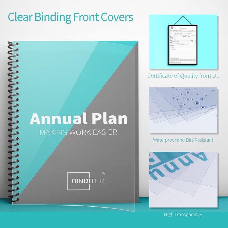 Binditek 200 Pack Binding Covers and Backs Set, 8.5 x
