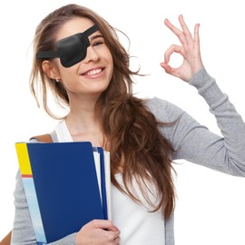 Hanlsee Eye Patch,Medical Eye Patches for Adults and Kids, Pack of 2, Black (Left Eye)