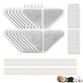 C-U Pack of 12 cat fountain filter sets for SIBAYS 235 oz 1.8 GAL 7L drinking fountain, 5 layers filtration system, coconut shell activated carbon and PP cotton, filter and sponge and filter bag