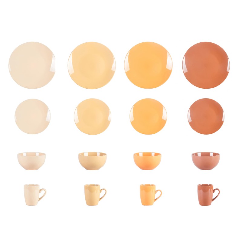 HomeVss, Color Wave Stoneware 16pc Dinnerware Set, Honey Comb