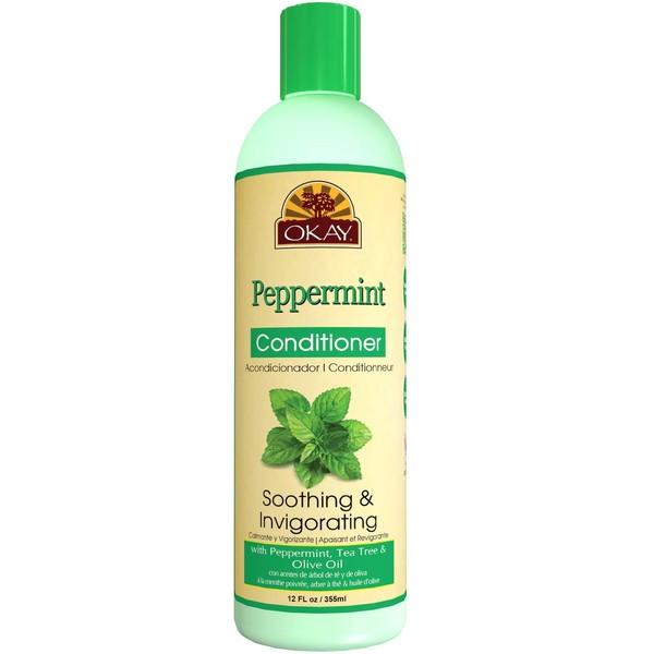 Okay | Soothing And Invigorating Peppermint Conditioner | Helps Refresh, Revitalize, And Add Softness To Hair | Sulfate, Silicone, Paraben Free For All Hair Types and Textures | Made in USA 12oz 355ml