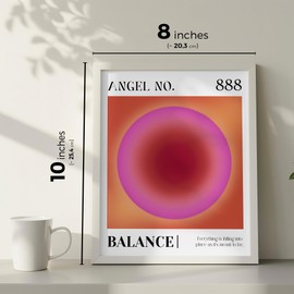 LOLUIS Aesthetic Room Decor, Aura Angel Number Manifestation Positive Energy Poster Trendy Spiritual Y2k Decorations (888: Balance Number, Unframed 8"x10")