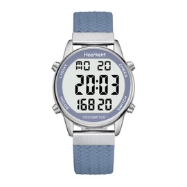 Hearkent Women's Pedometer Watch, Sports Watch with Calorie Counter, Walking Step Fitness Tracker, Large Digital Display Waterproof Wristwatch, blue, Simple